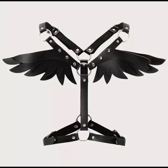 Black Leather Masquerade & Angel Wing Set - Picture 8 of 8